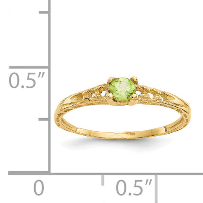 14K Yellow Gold Madi K 3mm Peridot Birthstone Baby Ring