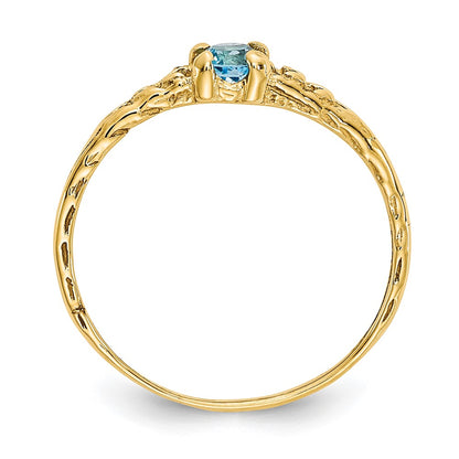 14K Yellow Gold Madi K 3mm Blue Topaz Birthstone Baby Ring