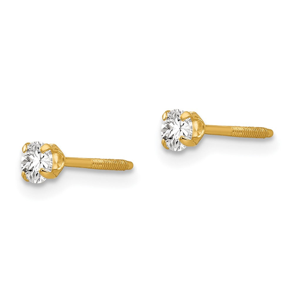 14K Yellow Gold Madi K 3mm Imitation April Birthstone Earrings