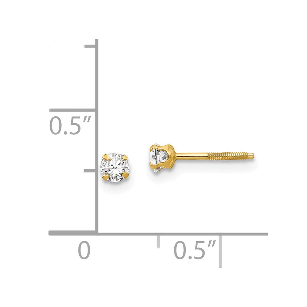 14K Yellow Gold Madi K 3mm Imitation April Birthstone Earrings