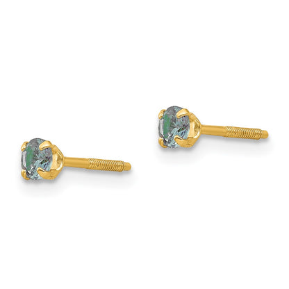14K Yellow Gold Madi K 3mm Imitation Alexandrite Birthstone Earrings (Jun)
