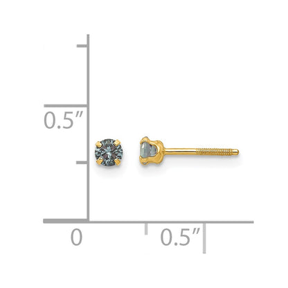 14K Yellow Gold Madi K 3mm Imitation Alexandrite Birthstone Earrings (Jun)