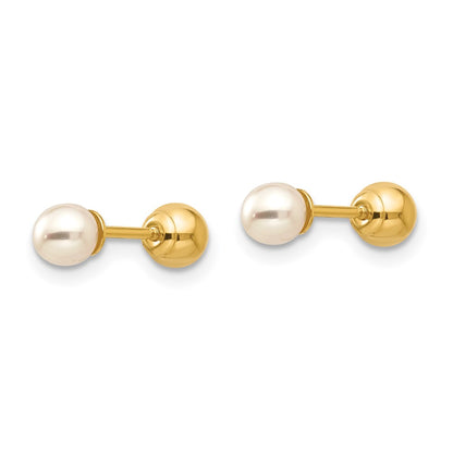 14K Yellow Gold Madi K Reversible 3.75 4mm Fw Cultured Pearl & Ball Earrings
