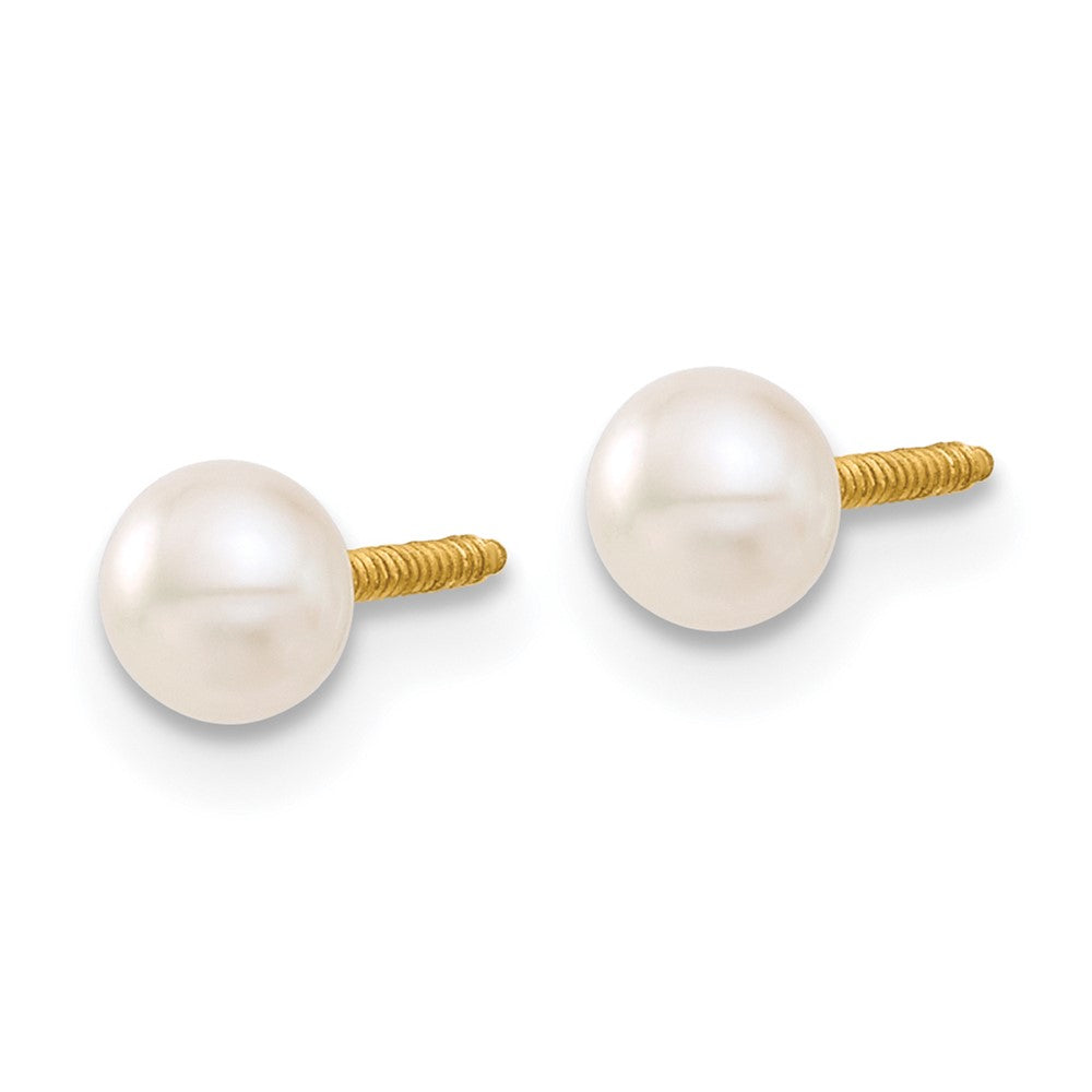 14K Yellow Gold Madi K 4 5mm White Button Freshwater Cultured Pearl Screwback Post Earrings