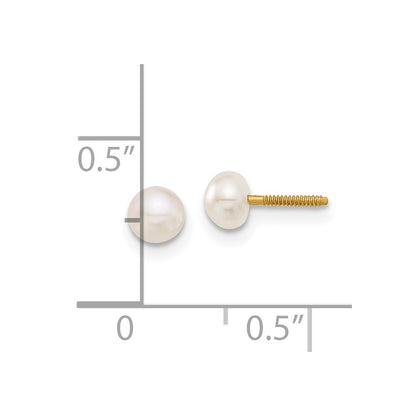 14K Yellow Gold Madi K 4 5mm White Button Freshwater Cultured Pearl Screwback Post Earrings
