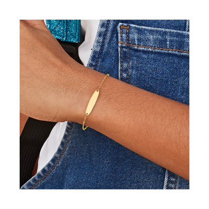 14K Yellow Gold Madi K Figaro Baby Oval Id Bracelet