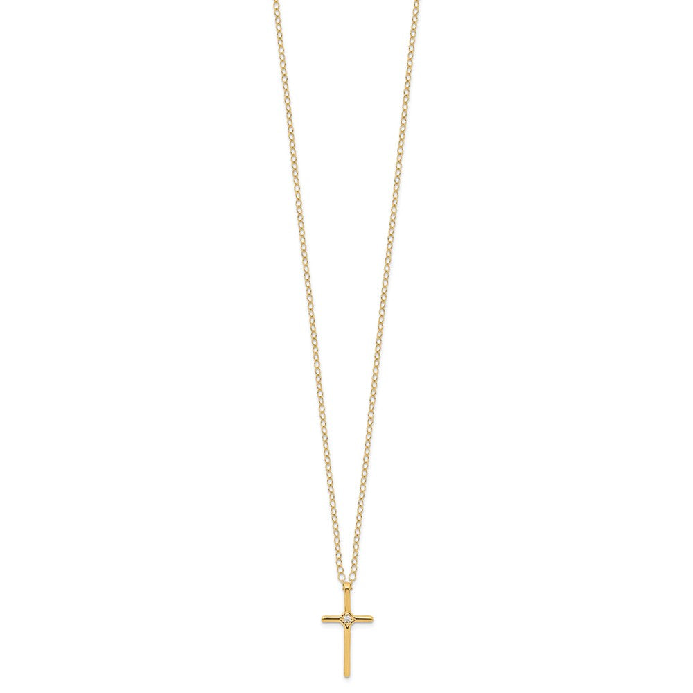 14K Yellow Gold Madi K .01Ct Diamond Cross Necklace