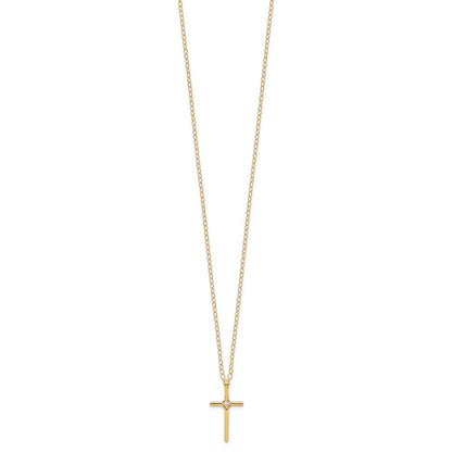 14K Yellow Gold Madi K .01Ct Diamond Cross Necklace