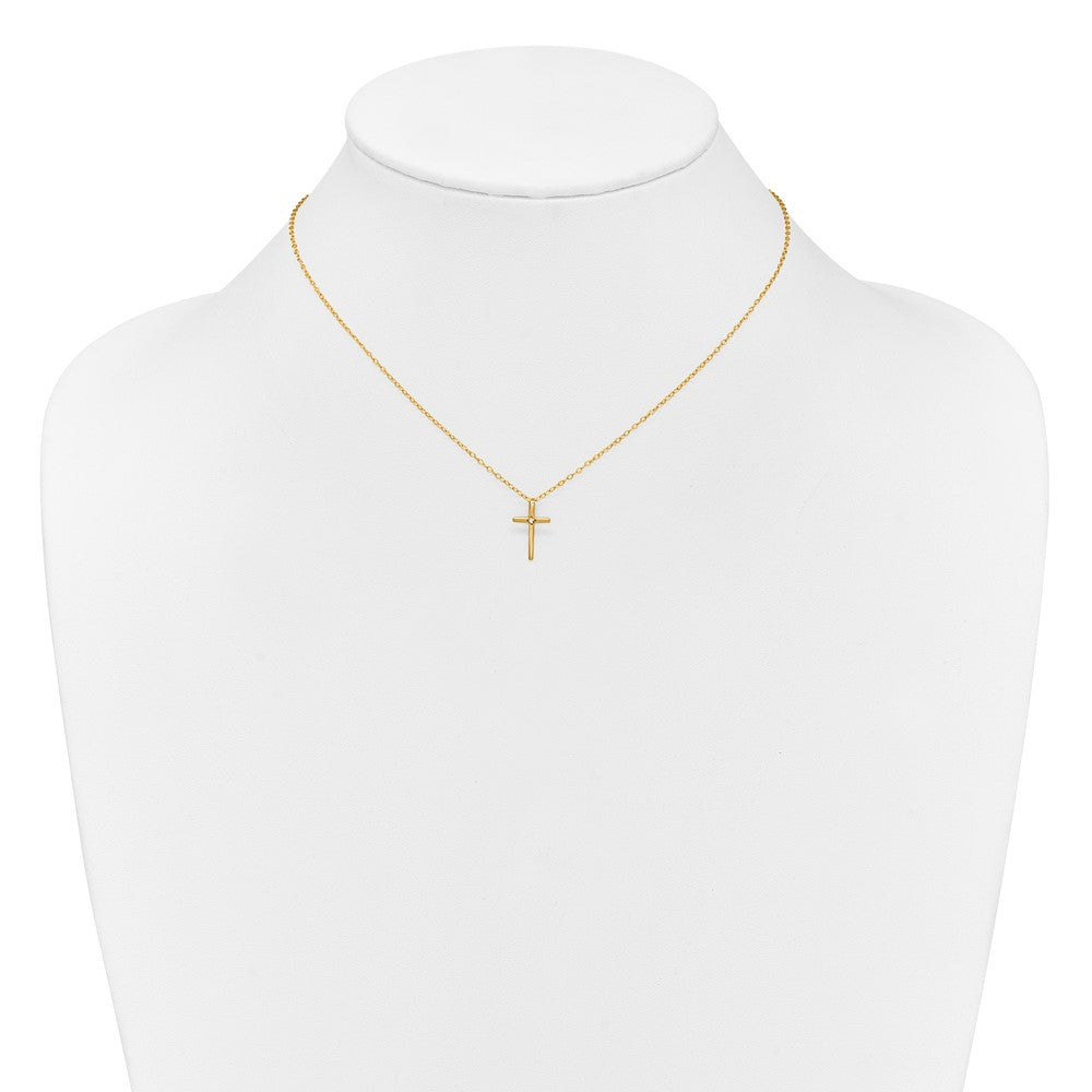 14K Yellow Gold Madi K .01Ct Diamond Cross Necklace