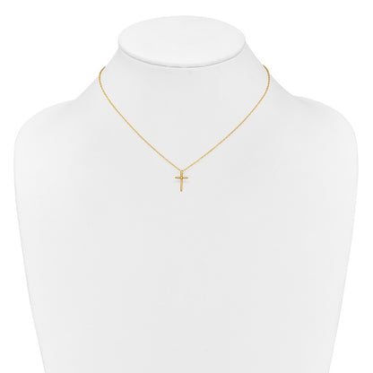 14K Yellow Gold Madi K .01Ct Diamond Cross Necklace