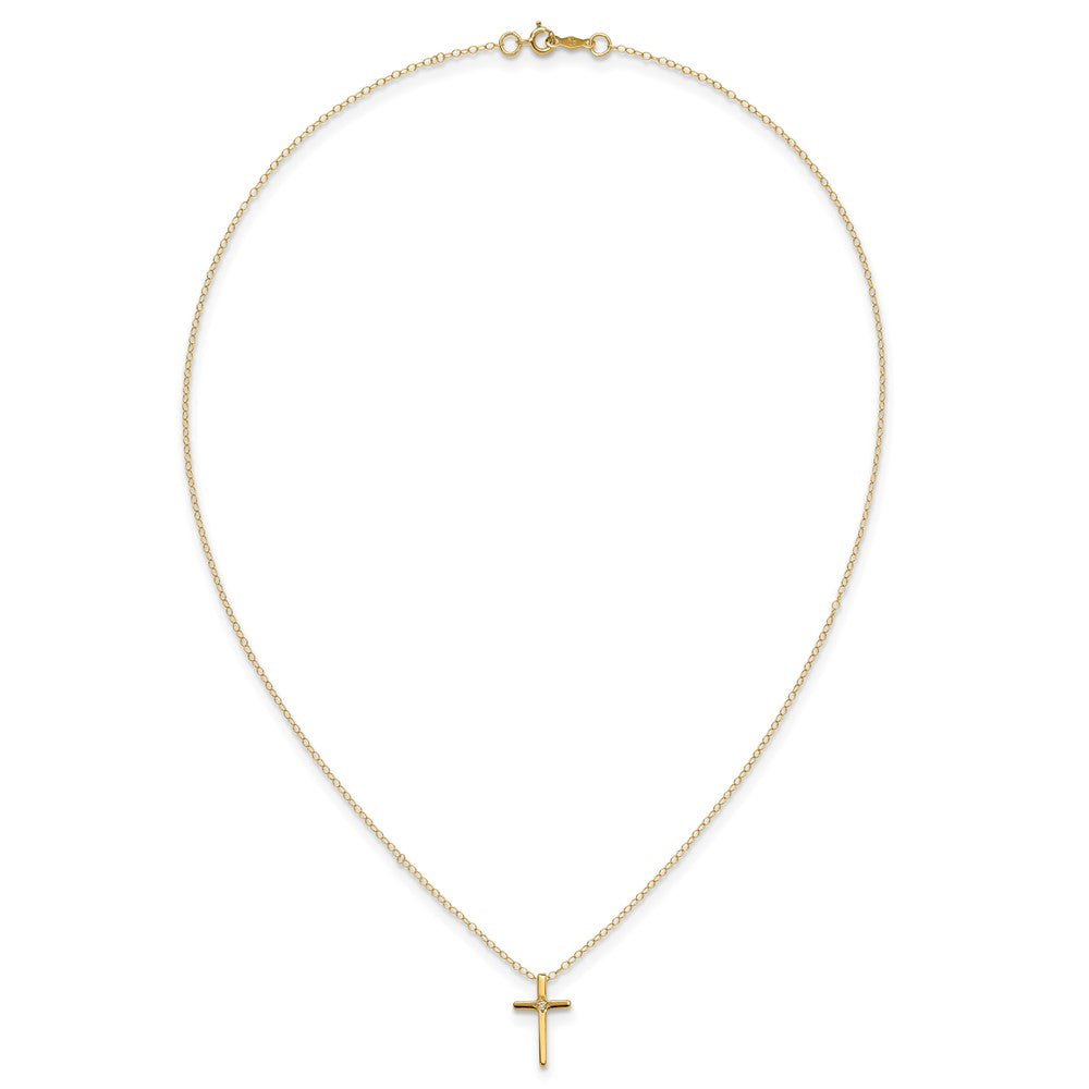 14K Yellow Gold Madi K .01Ct Diamond Cross Necklace