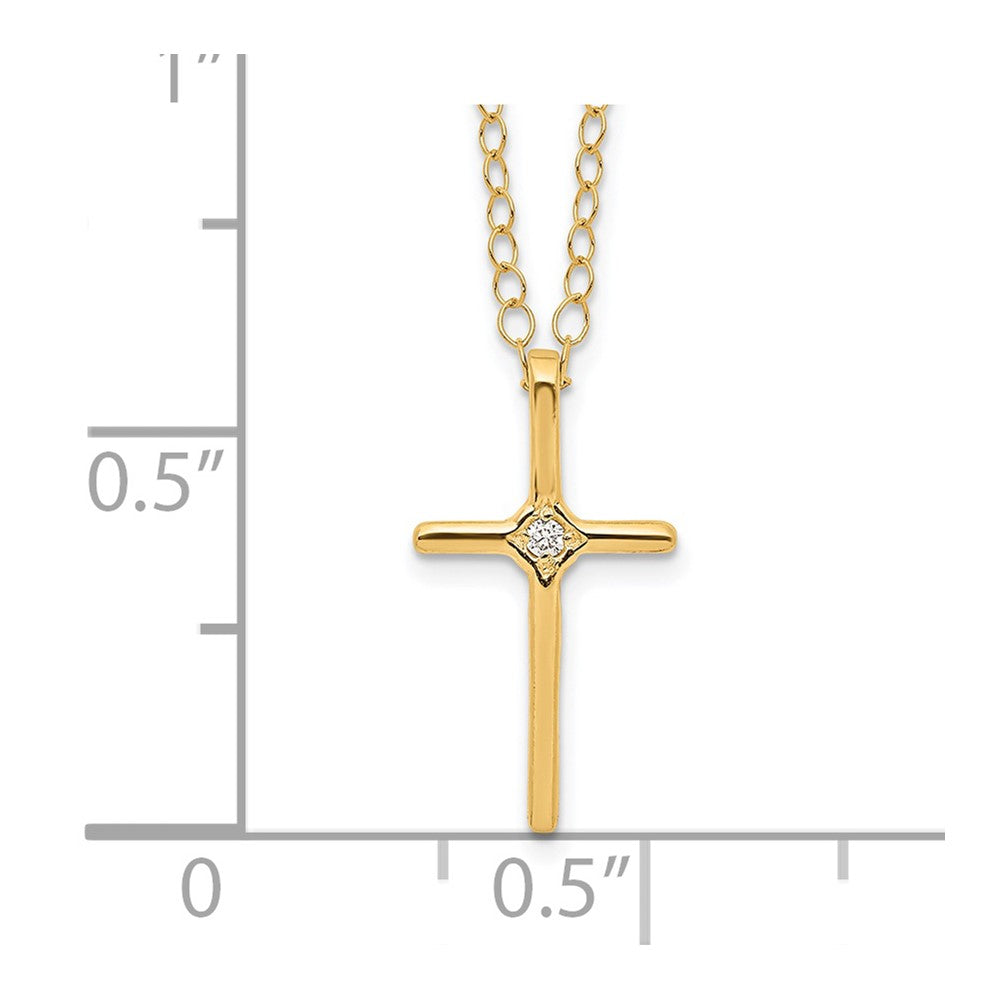 14K Yellow Gold Madi K .01Ct Diamond Cross Necklace