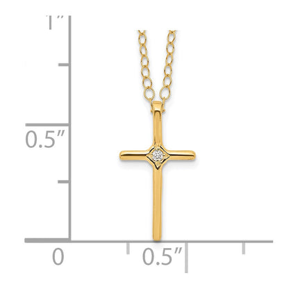 14K Yellow Gold Madi K .01Ct Diamond Cross Necklace