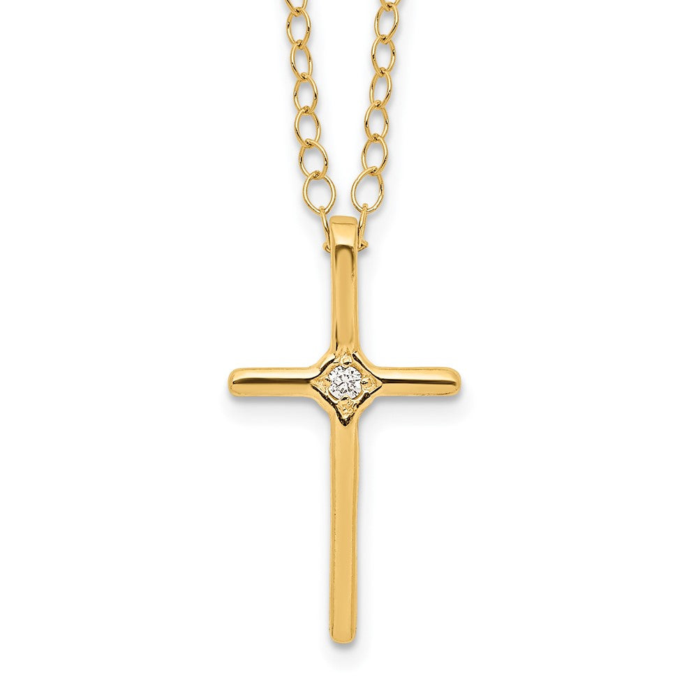 14K Yellow Gold Madi K .01Ct Diamond Cross Necklace