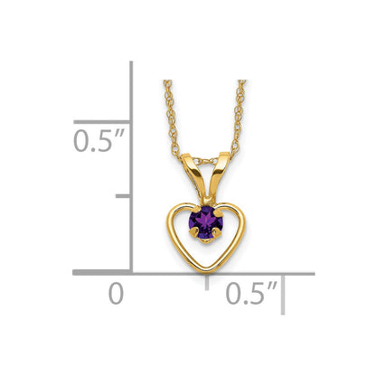 14K Yellow Gold Madi K 3mm Amethyst Heart Birthstone Necklace