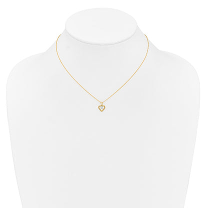 14K Yellow Gold Madi K 3mm Aquamarine Heart Birthstone Necklace