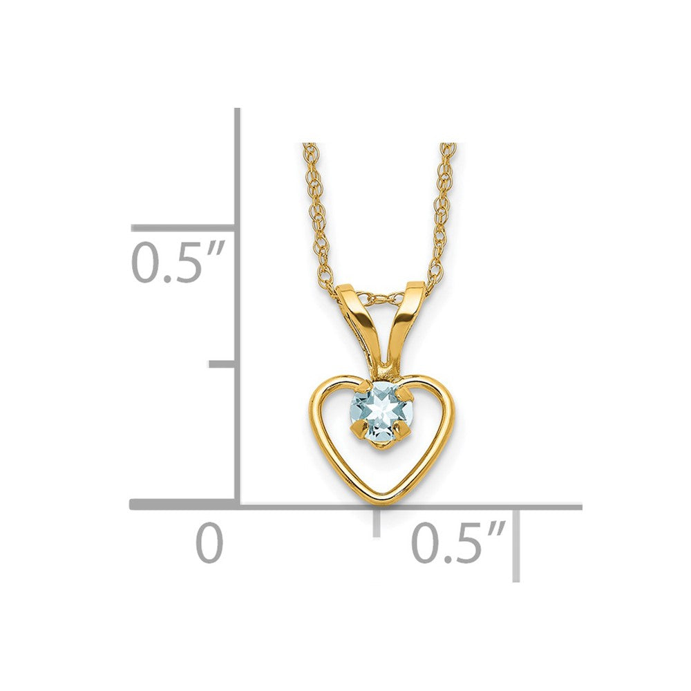 14K Yellow Gold Madi K 3mm Aquamarine Heart Birthstone Necklace