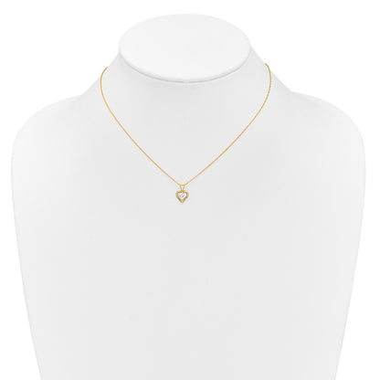 14K Yellow Gold Madi K 3mm White Zircon Heart Birthstone Necklace