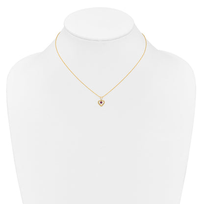 14K Yellow Gold Madi K 3mm Rhodolite Garnet Heart Birthstone Necklace