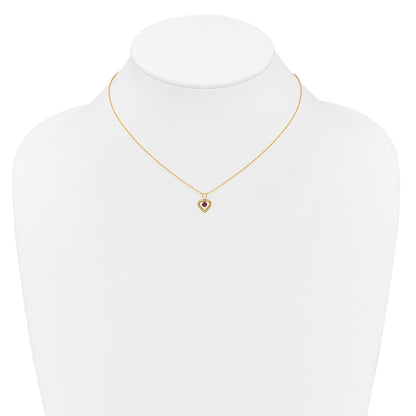 14K Yellow Gold Madi K 3mm Ruby Heart Birthstone Necklace