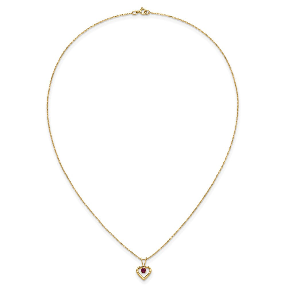 14K Yellow Gold Madi K 3mm Ruby Heart Birthstone Necklace