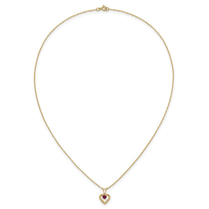 14K Yellow Gold Madi K 3mm Ruby Heart Birthstone Necklace