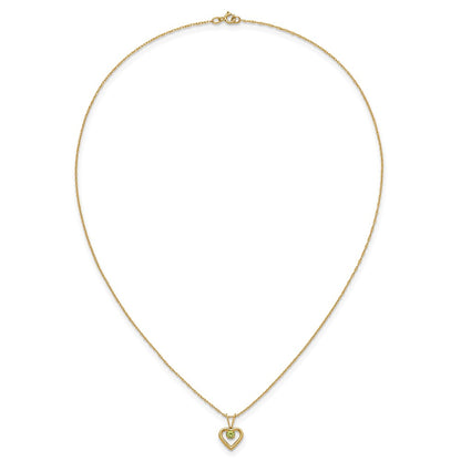 14K Yellow Gold Madi K 3mm Peridot Heart Birthstone Necklace
