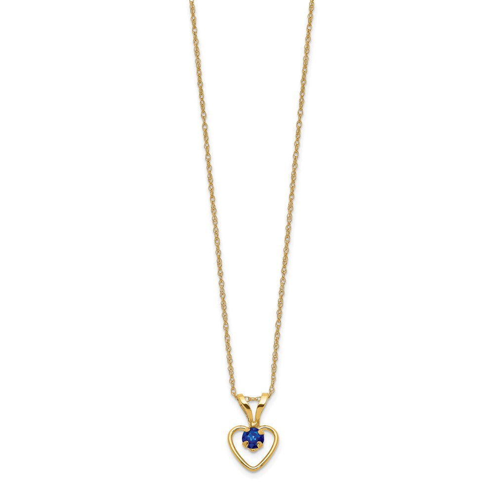 14K Yellow Gold Madi K 3mm Sapphire Heart Birthstone Necklace