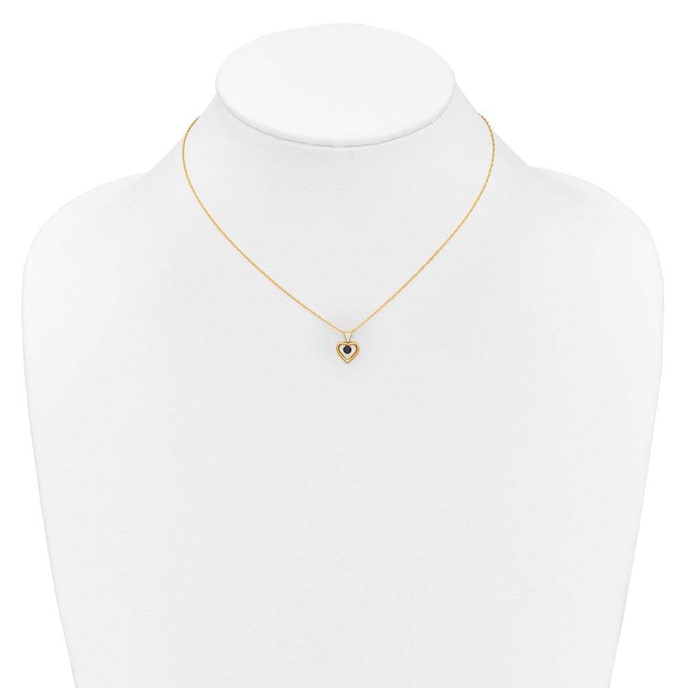 14K Yellow Gold Madi K 3mm Sapphire Heart Birthstone Necklace