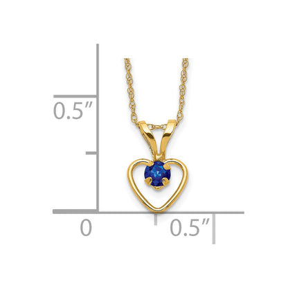 14K Yellow Gold Madi K 3mm Sapphire Heart Birthstone Necklace
