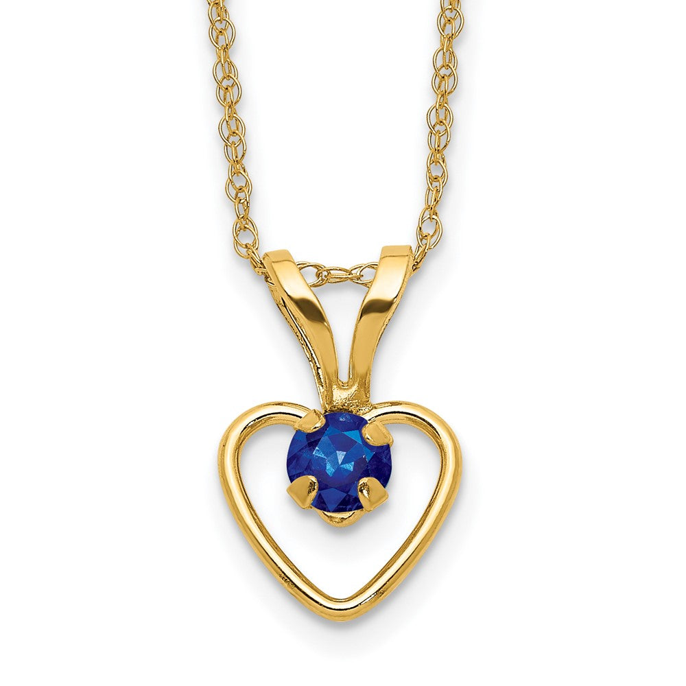 14K Yellow Gold Madi K 3mm Sapphire Heart Birthstone Necklace