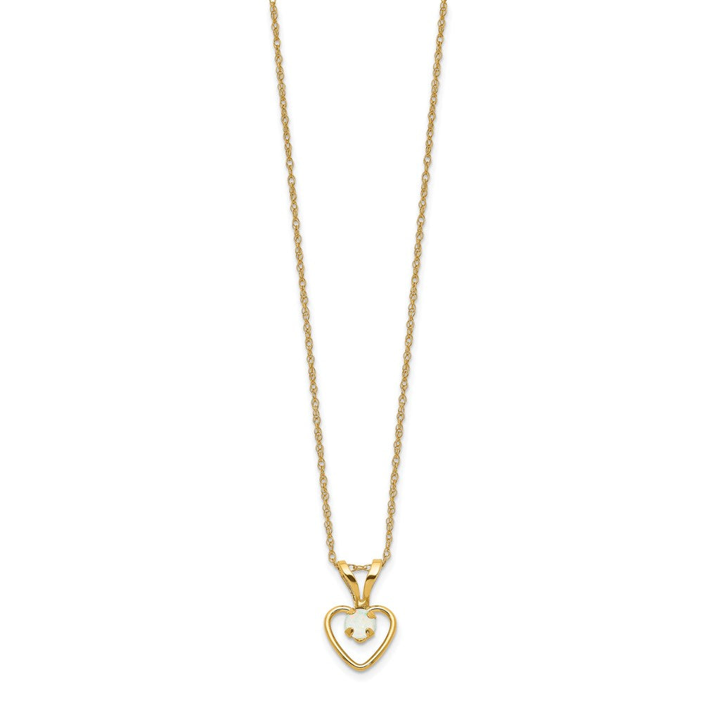 14K Yellow Gold Madi K 3mm Opal Heart Necklace