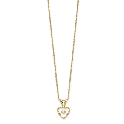 14K Yellow Gold Madi K 3mm Opal Heart Necklace