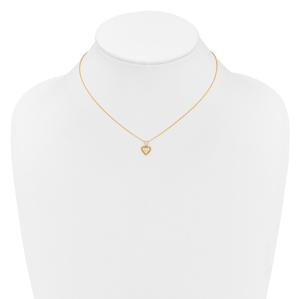 14K Yellow Gold Madi K 3mm Opal Heart Necklace