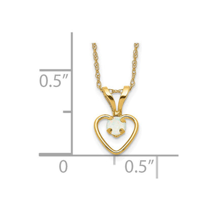 14K Yellow Gold Madi K 3mm Opal Heart Necklace