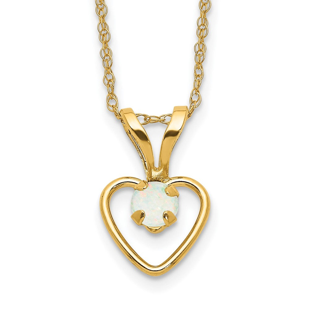 14K Yellow Gold Madi K 3mm Opal Heart Necklace