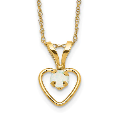14K Yellow Gold Madi K 3mm Opal Heart Necklace