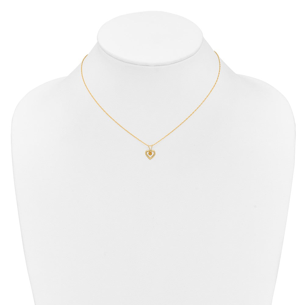 14K Yellow Gold Madi K 3mm Citrine Heart Birthstone Necklace