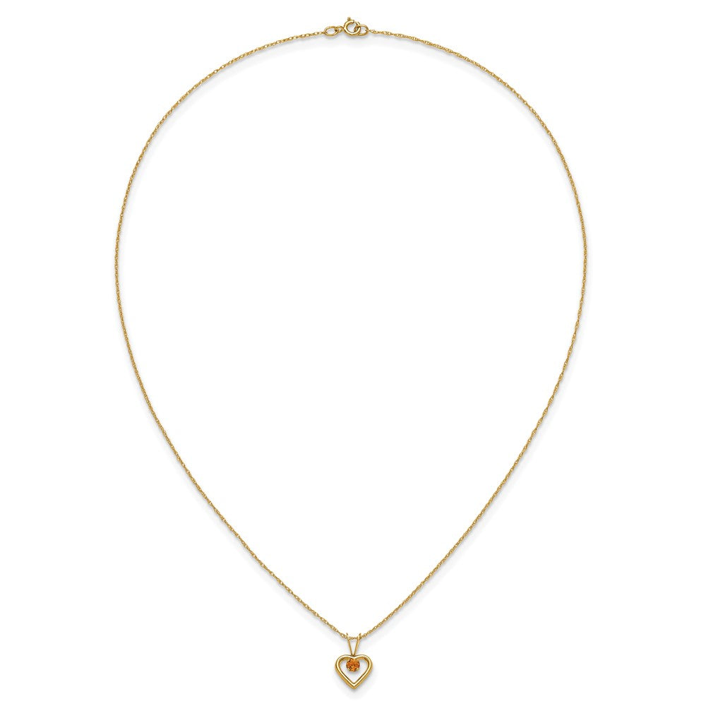 14K Yellow Gold Madi K 3mm Citrine Heart Birthstone Necklace
