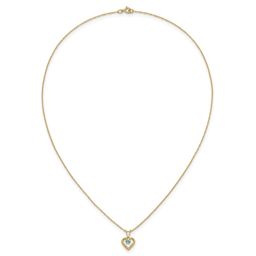 14K Yellow Gold Madi K 3mm Blue Zircon Heart Birthstone Necklace