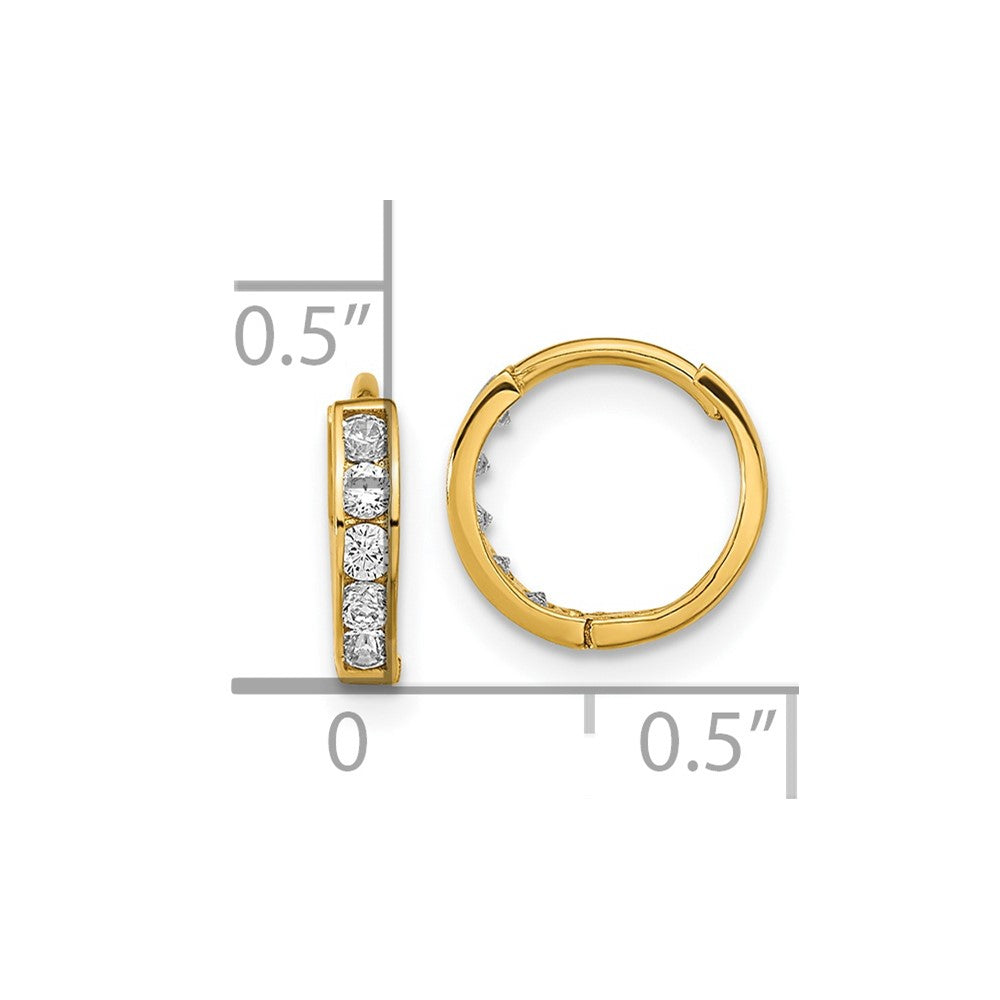 14K Yellow Gold Madi K Cz Hinged Hoop Earrings