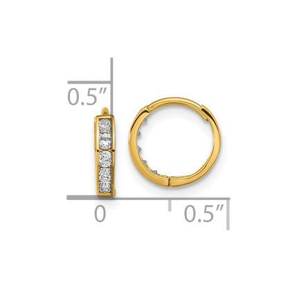 14K Yellow Gold Madi K Cz Hinged Hoop Earrings