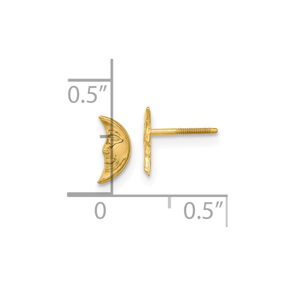 14K Yellow Gold Madi K Moon W/ Face Post Earrings