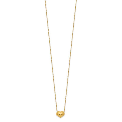 14K Yellow Gold Madi K Small Hollow Heart W/ Chain And 1In Ext. Necklace