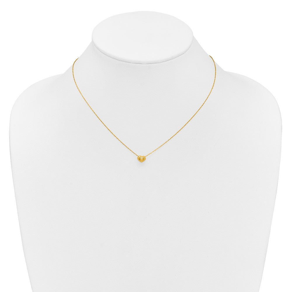 14K Yellow Gold Madi K Small Hollow Heart W/ Chain And 1In Ext. Necklace
