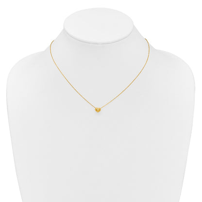 14K Yellow Gold Madi K Small Hollow Heart W/ Chain And 1In Ext. Necklace