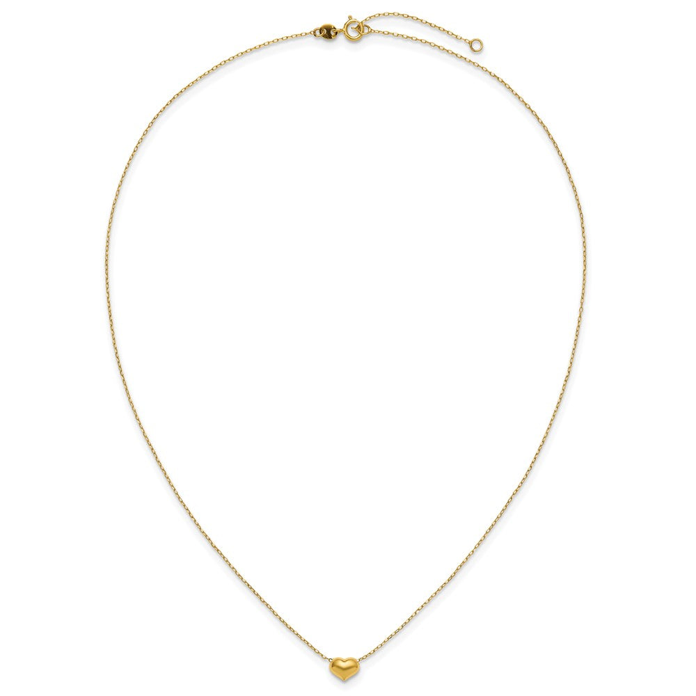 14K Yellow Gold Madi K Small Hollow Heart W/ Chain And 1In Ext. Necklace