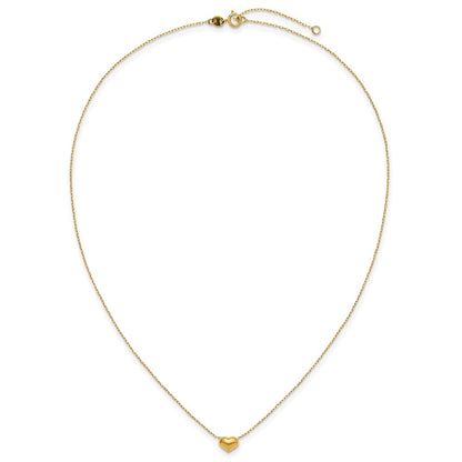 14K Yellow Gold Madi K Small Hollow Heart W/ Chain And 1In Ext. Necklace