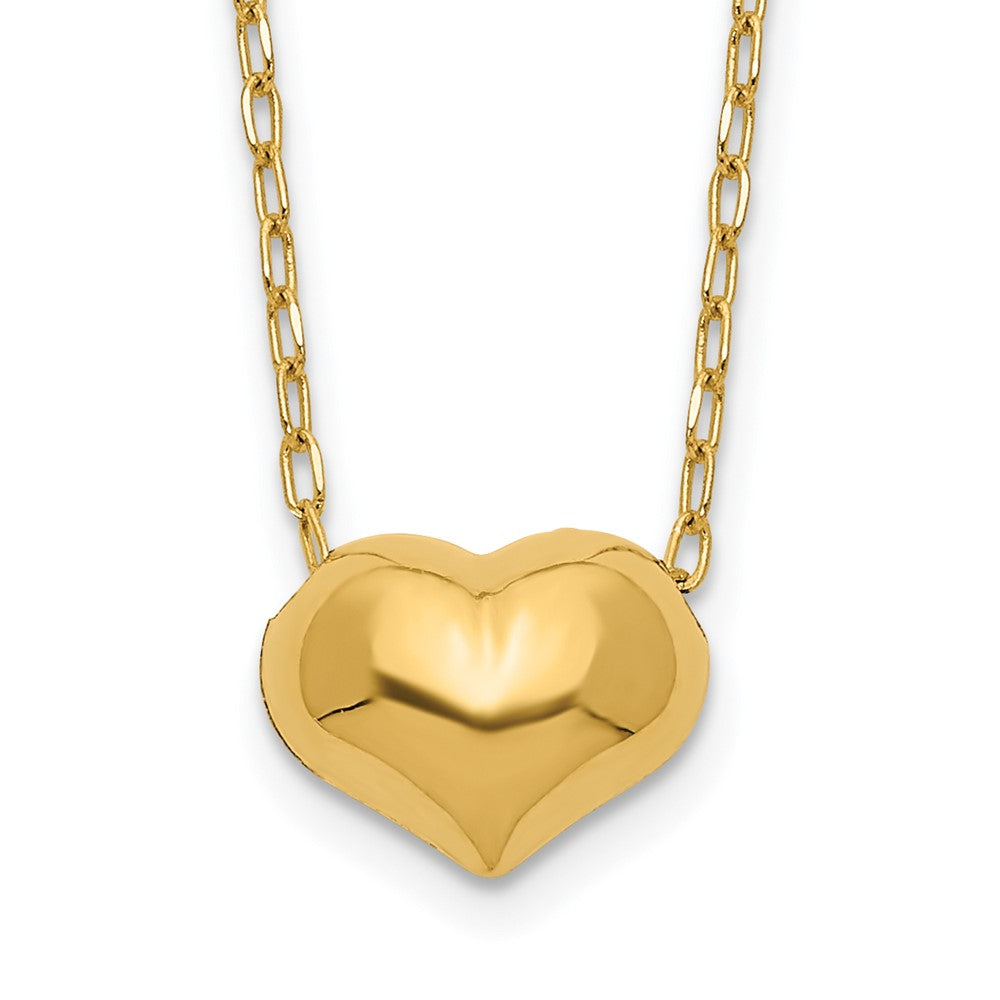 14K Yellow Gold Madi K Small Hollow Heart W/ Chain And 1In Ext. Necklace