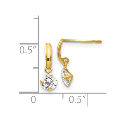 14K Yellow Gold Madi K Cz Children'S Dangle Post Earrings